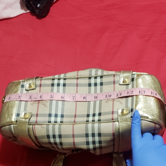 BURBERRY Plaid and Gold Metallic Handbag - Picture 16 of 16